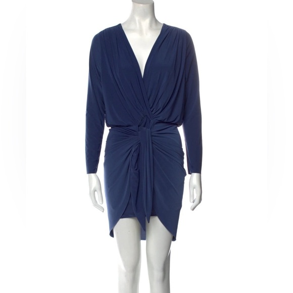 Misa Los Angeles Revolve Navy Blue Teget Draped Mini Dress Women’s Sz Small NWT - Picture 1 of 13